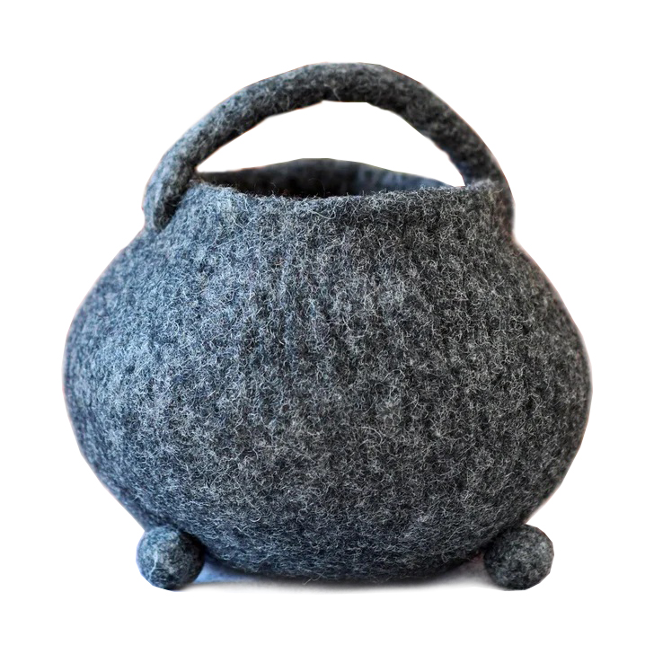 Tara Treasures Calderone Strega Cestino Feltro Nero 18 cm