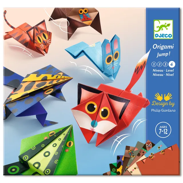 Djeco Jumping Animals Carte Origami Gioco 24 Fogli dai 7 Anni