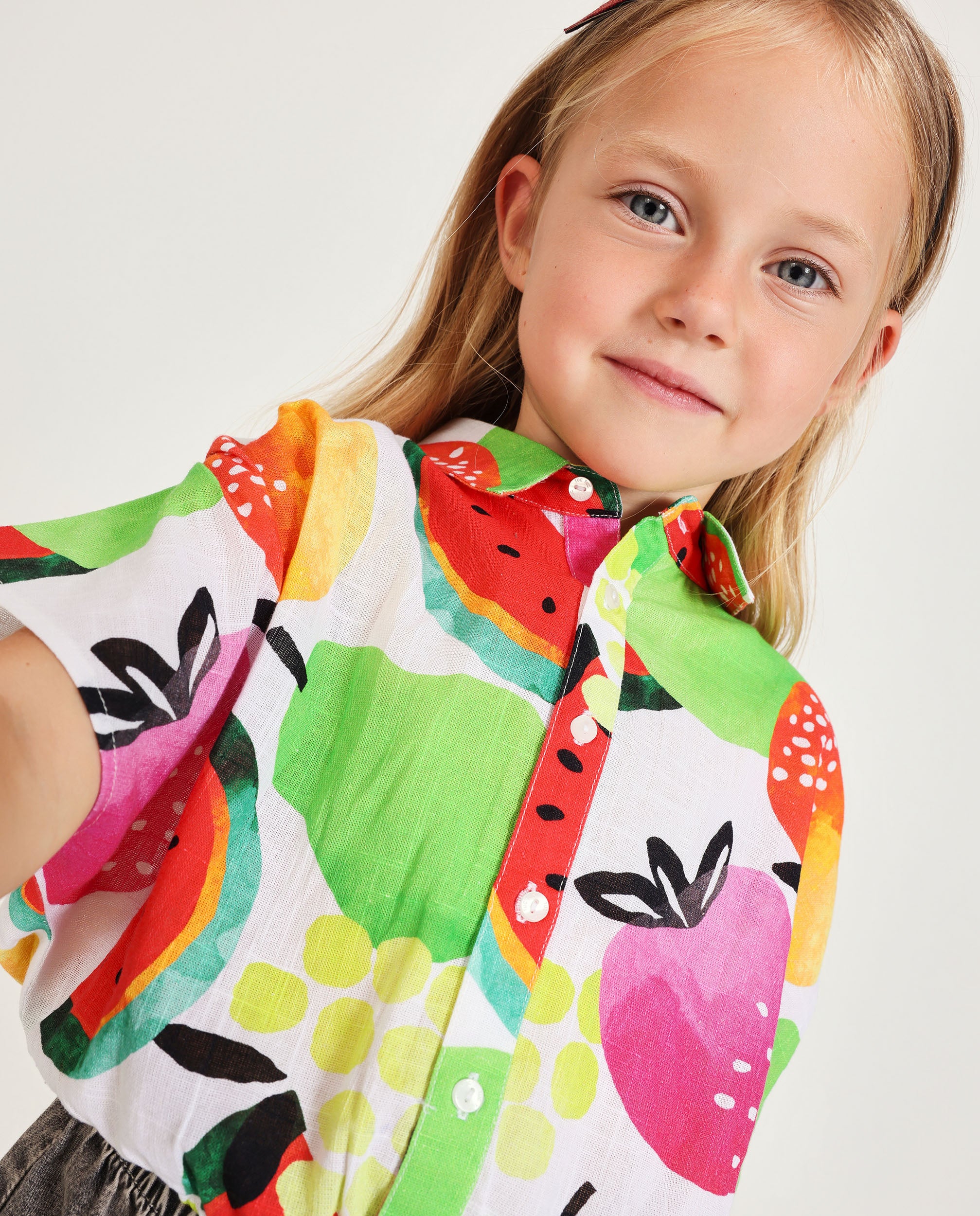 Tuc Tuc camicia bimba multicolore corta frutta elastico