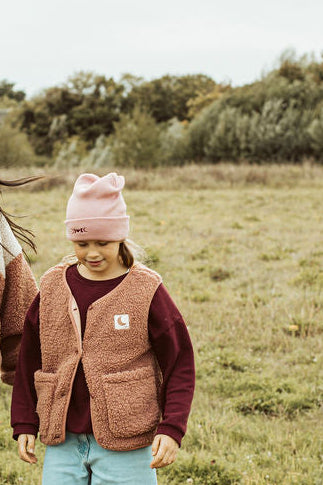 Ella and Rapha Teddy gilet smanicato rosa caldo invernale