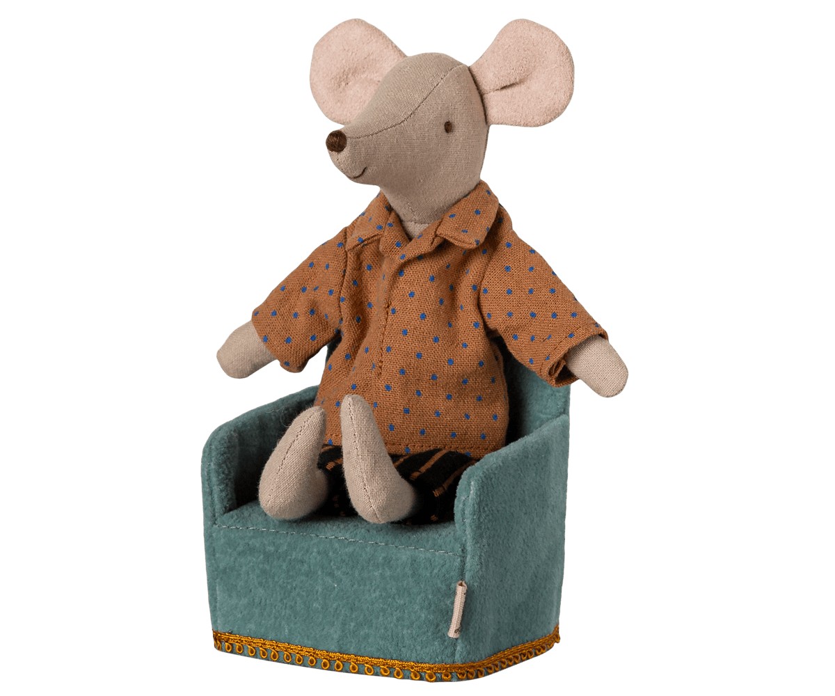Maileg Poltrona menta topo miniatura casa bambole 8 cm