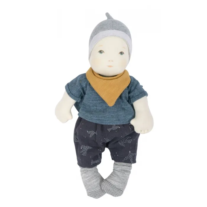 Moulin Roty Bébé Garçon Bambola Stoffa 32 cm Morbida