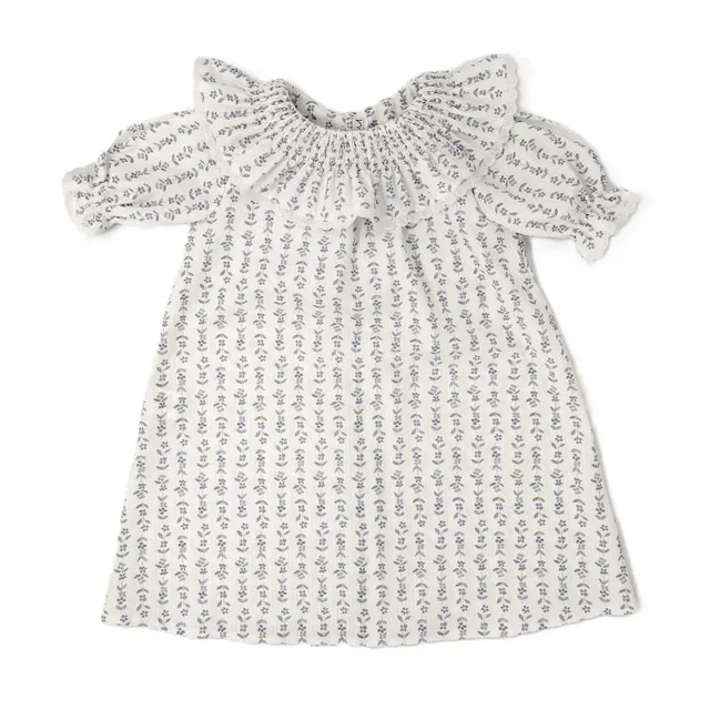 Mebi vestito bambina fiori blu cotone