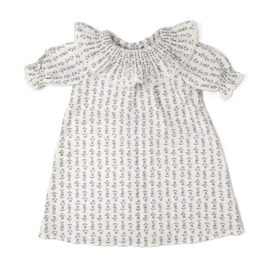 Mebi vestito bambina fiori blu cotone