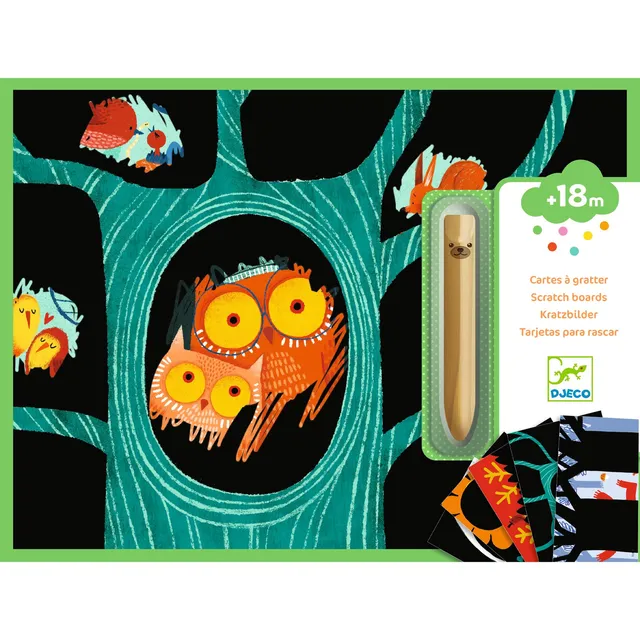 Djeco Animali set 5 carte da grattare prima età