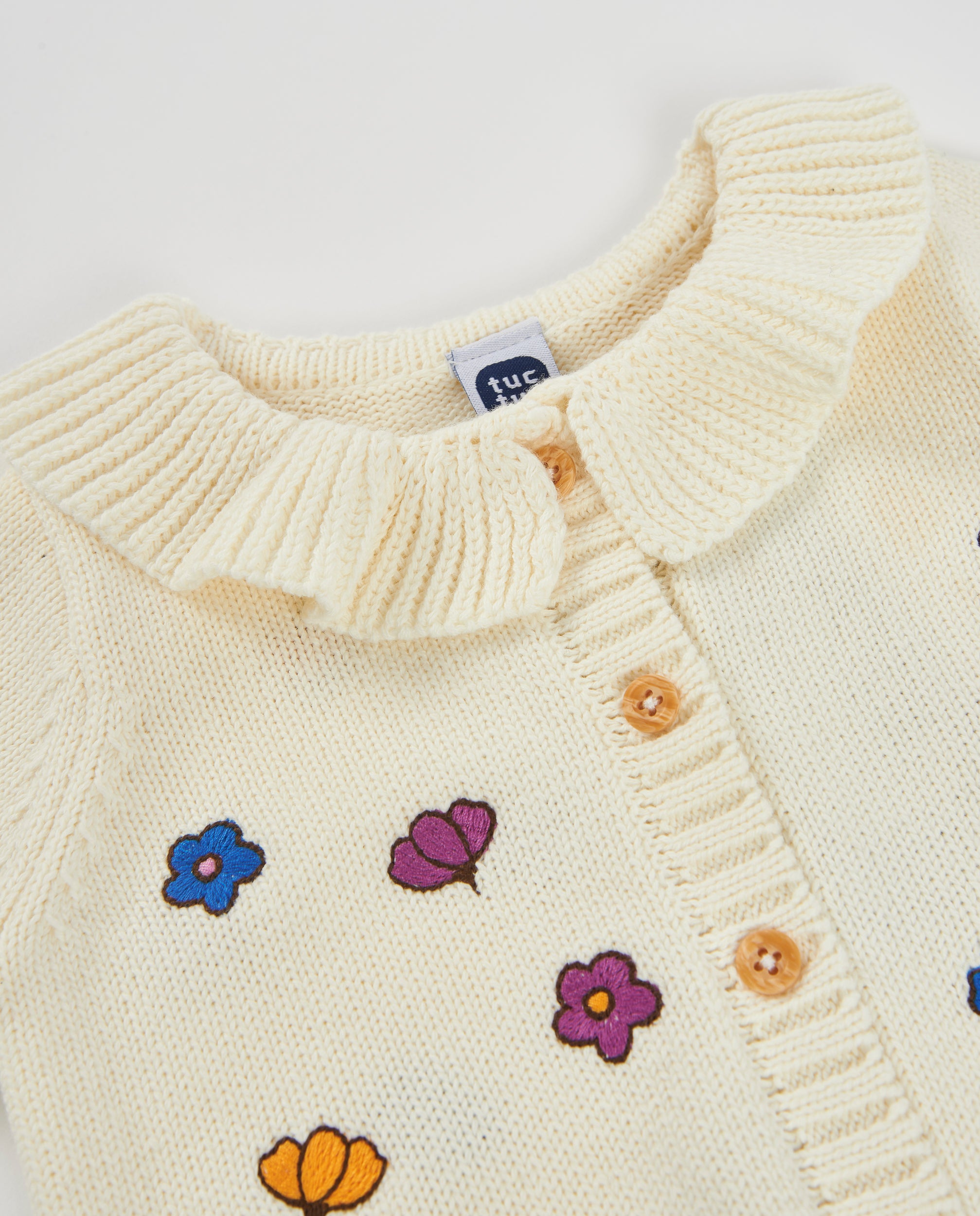 Tuc Tuc Magic Foxy cardigan neonata crudo fiori maglia