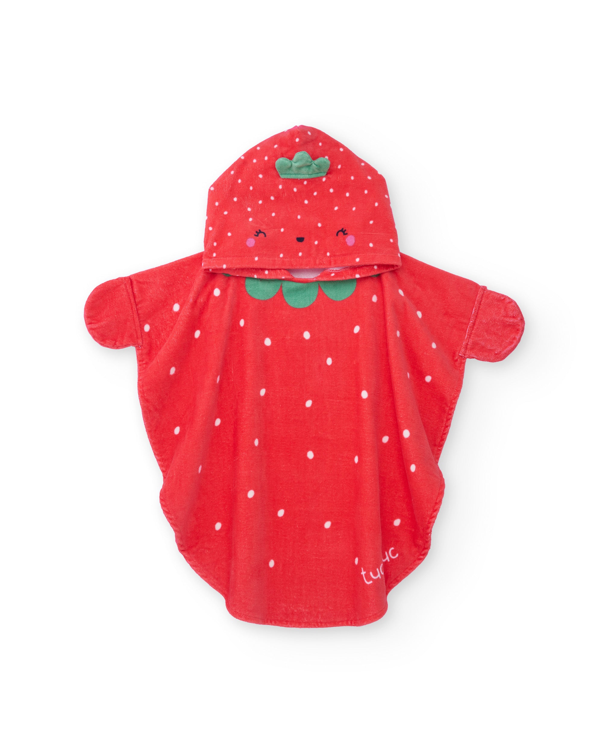Tuc tuc poncho neonata bagno fragola rossa cappuccio