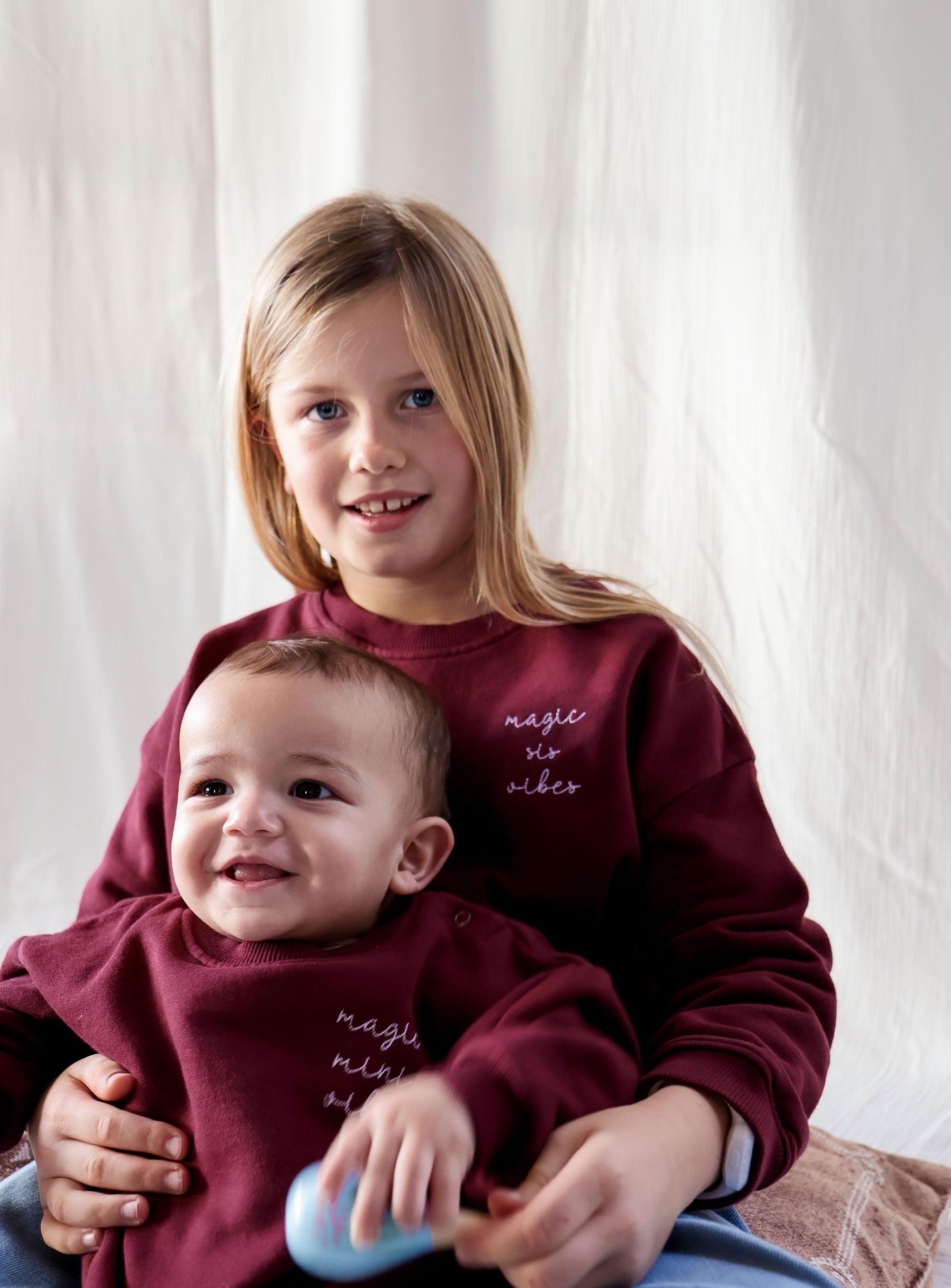 Ella and Rapha Sis felpa bambina bordeaux in cotone