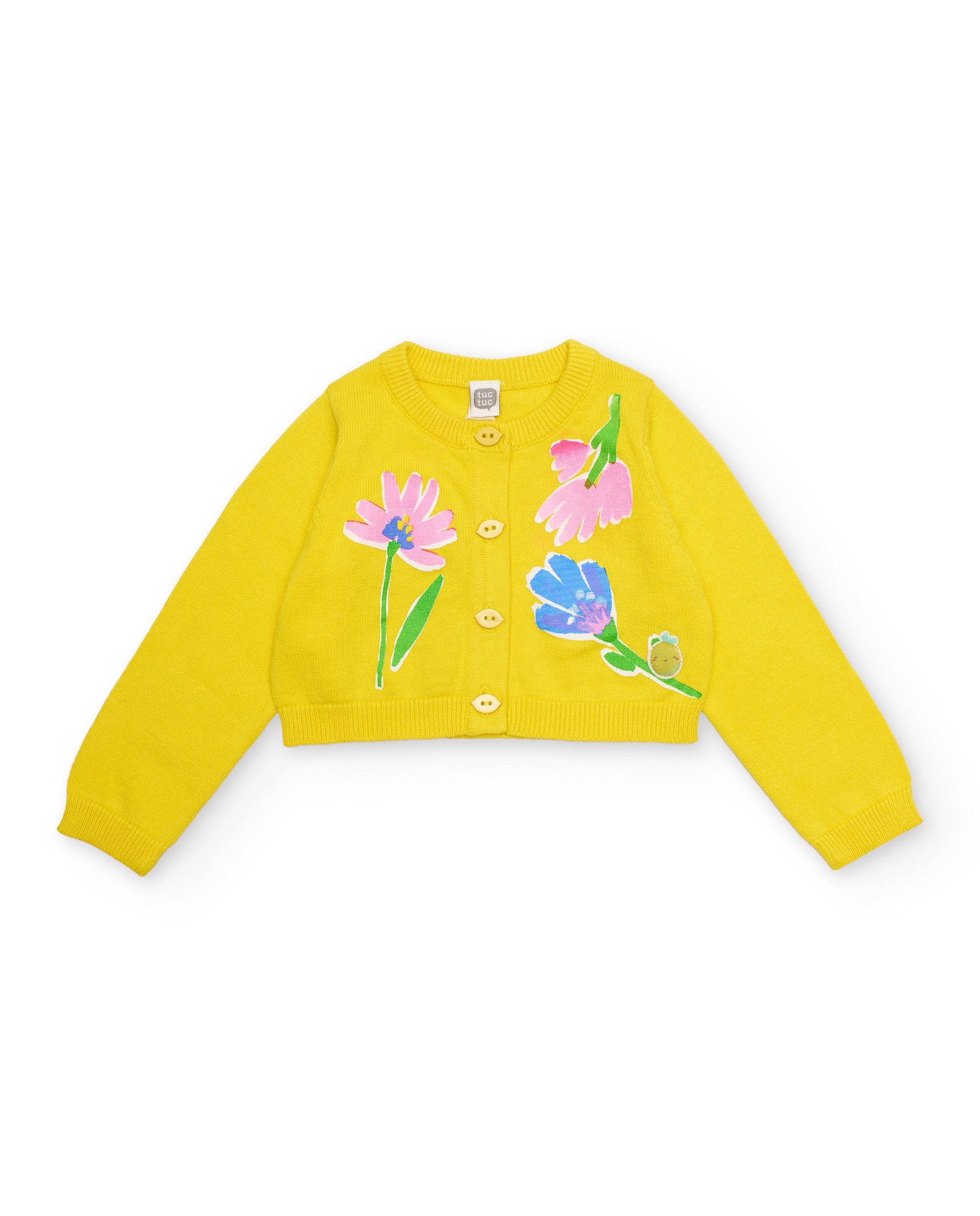 Tuc Tuc cardigan bambina giallo fiori bottoni
