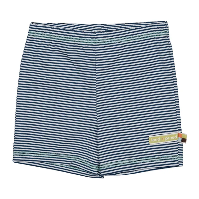 Loud+Proud Short Righe Blu Bimbi Cotone Bio
