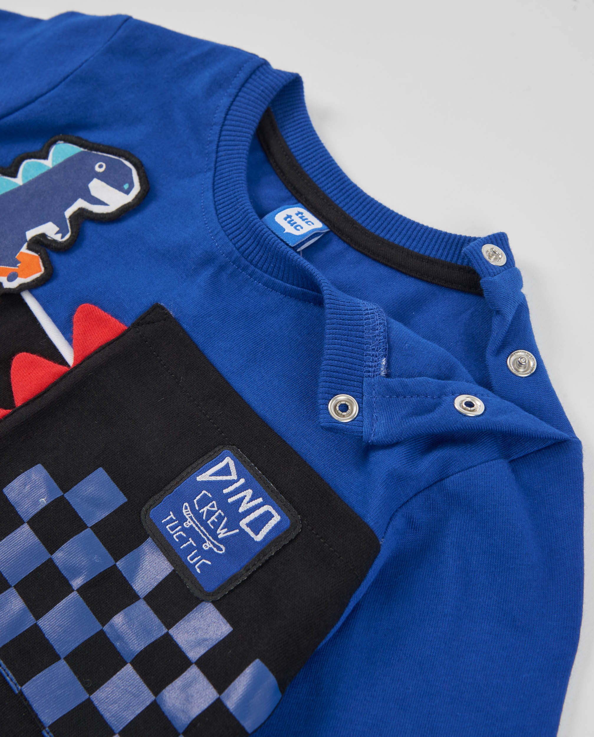 Tuc tuc Dino Roll maglia bambino blu dinosauro maniche lunghe