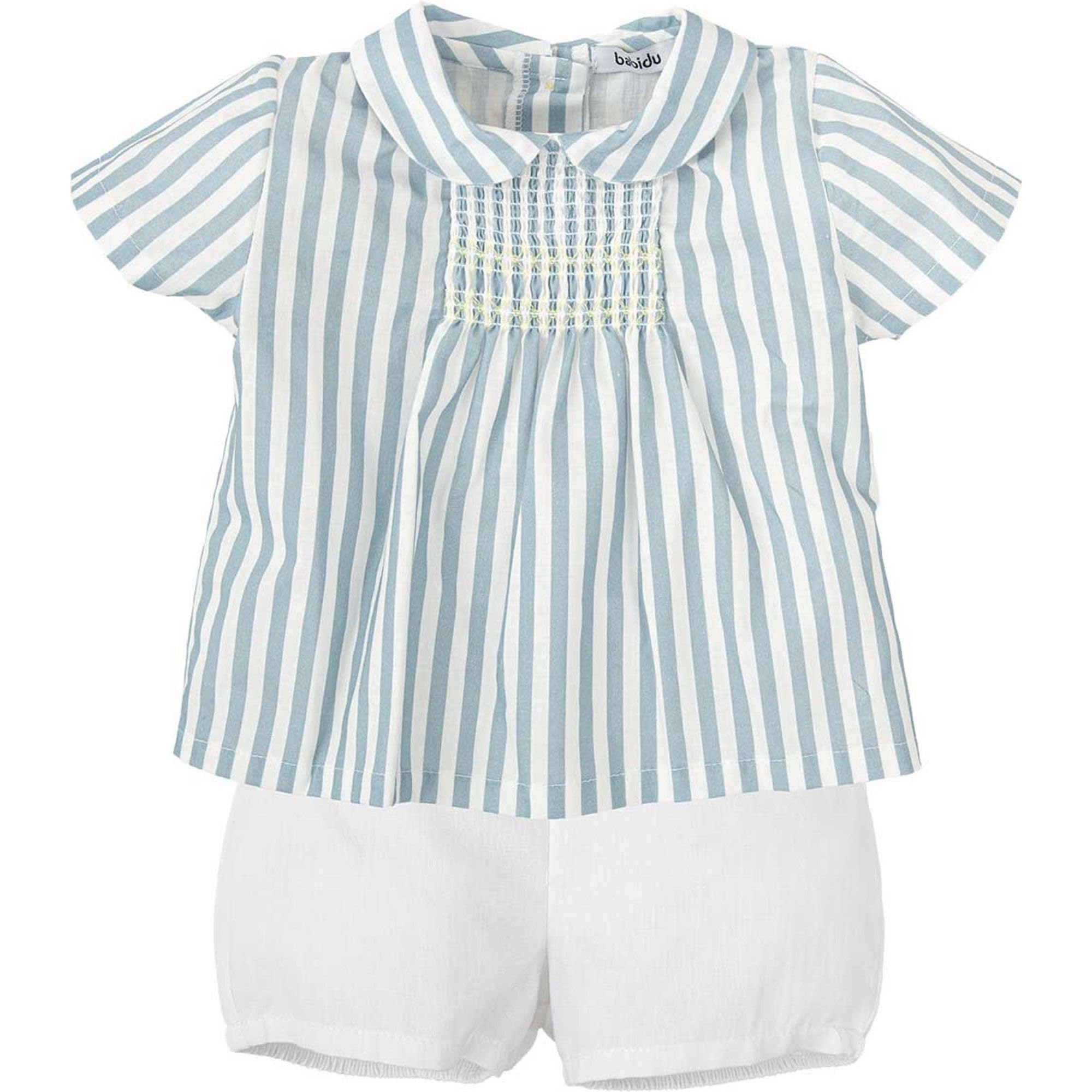 Babidu set camicia a righe e pantaloncino bianco 3 anni in cotone