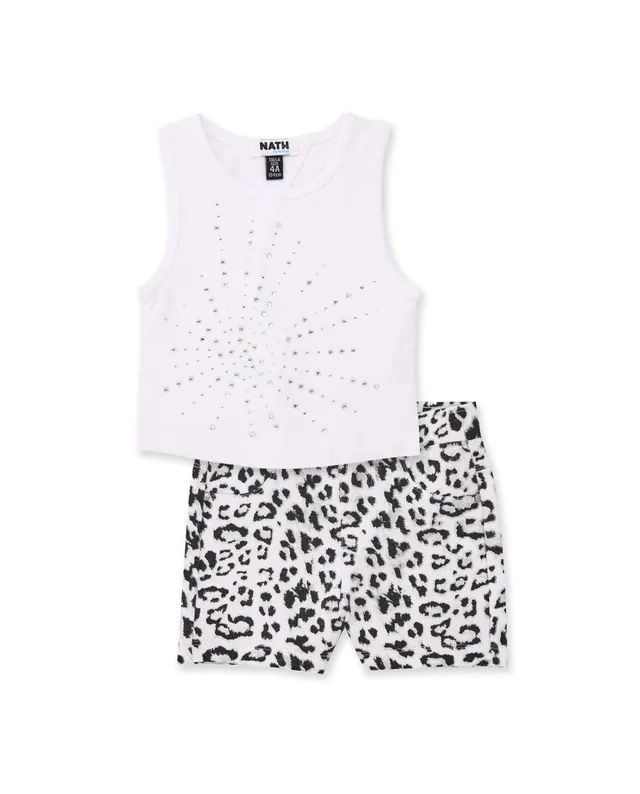 Tuc Tuc completo bimba bianco con shorts animalier