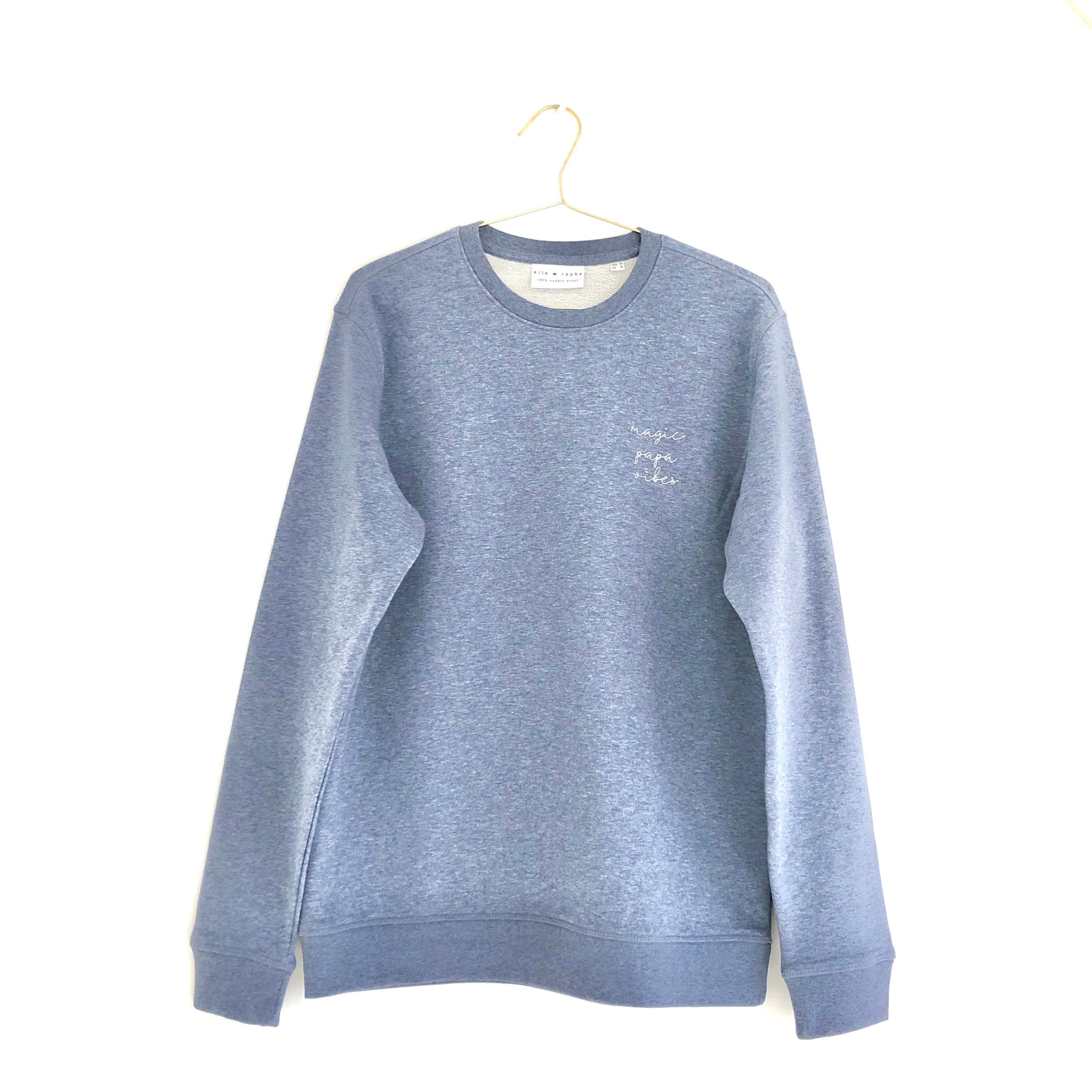 Ella and Rapha Papa felpa ocean blue cotone bio