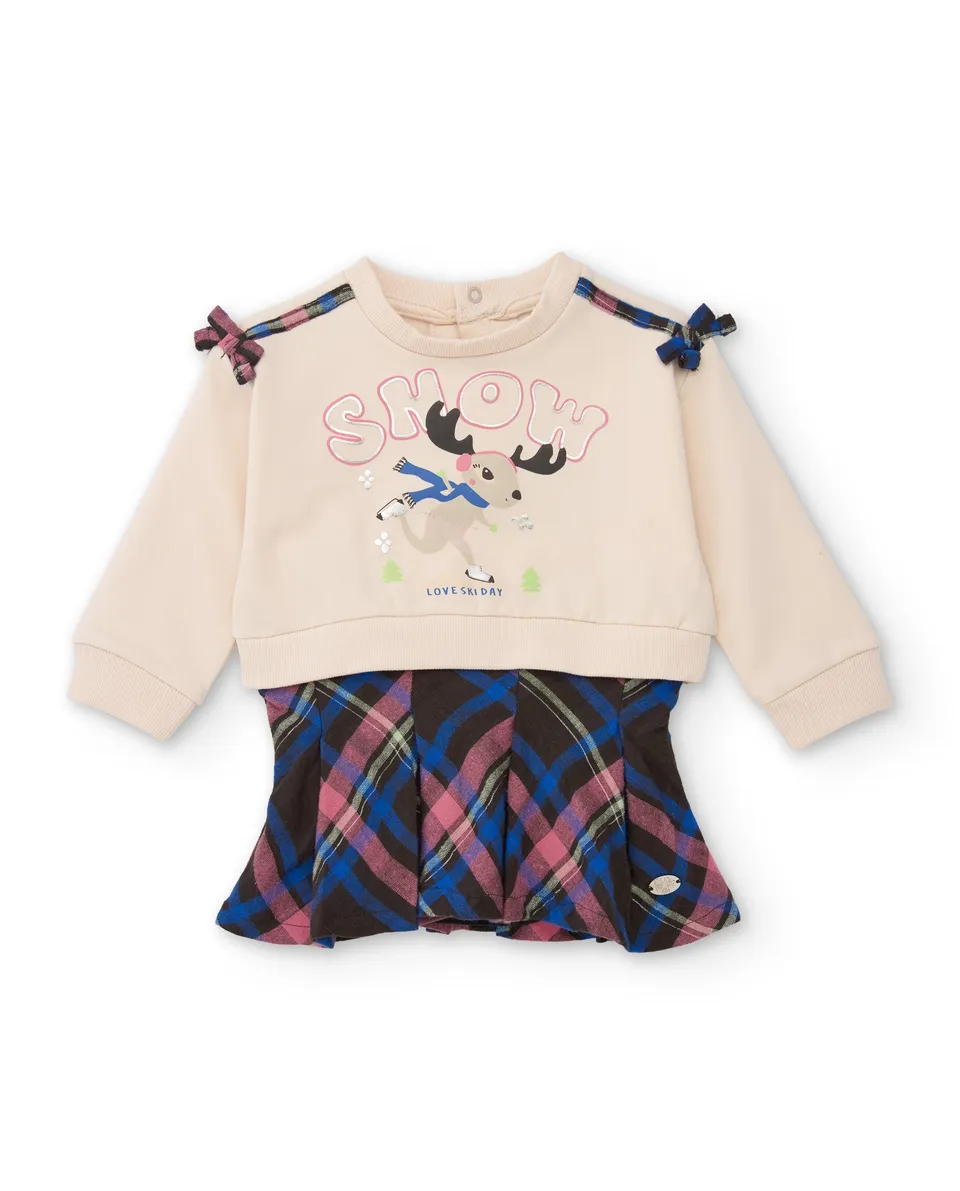 Tuc Tuc Polar Friends vestito bambina crudo scozzese