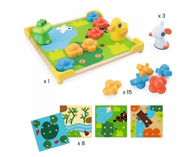 Djeco Ducky & Co Mosaico Chiodini gioco legno 2 anni