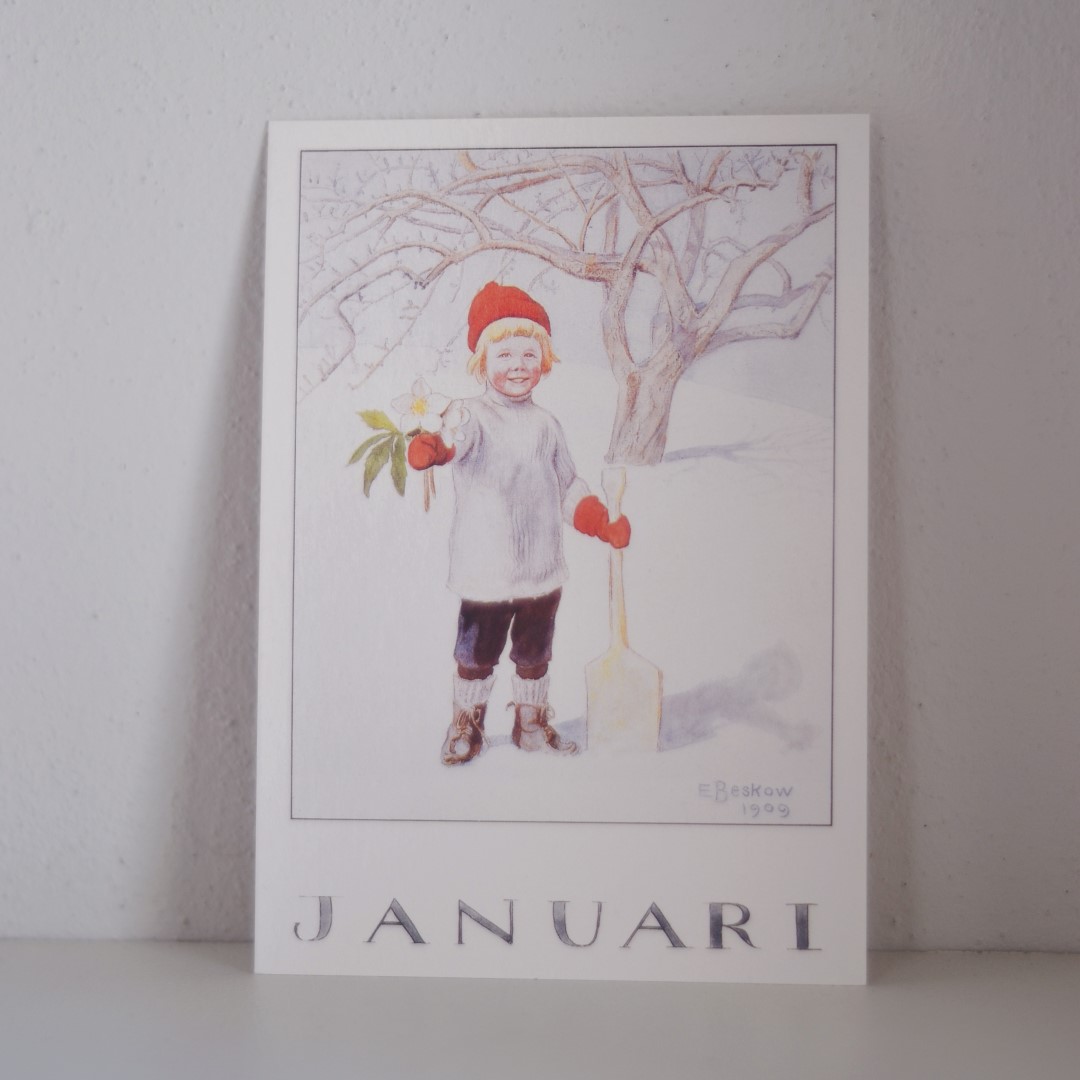 Elsa Beskow Gennaio cartolina mese 10,5x15 cm