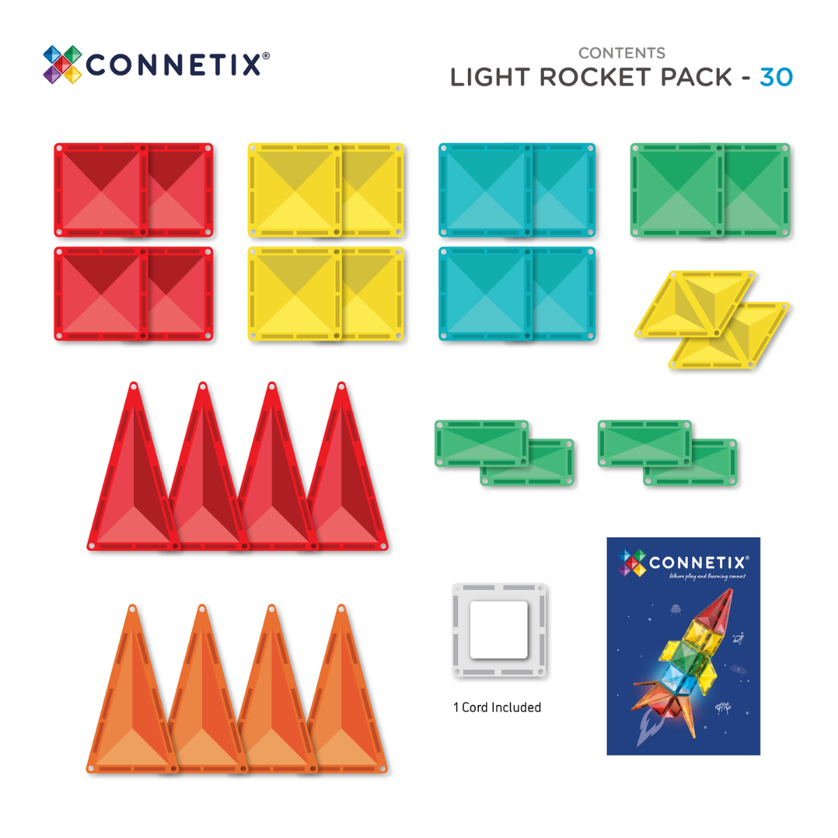 Connetix Light Rocket Pack costruzioni magnetiche 30 pezzi