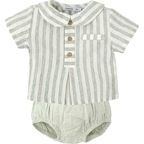 Babidu set camicia a righe e culotte liscia 12 mesi in cotone