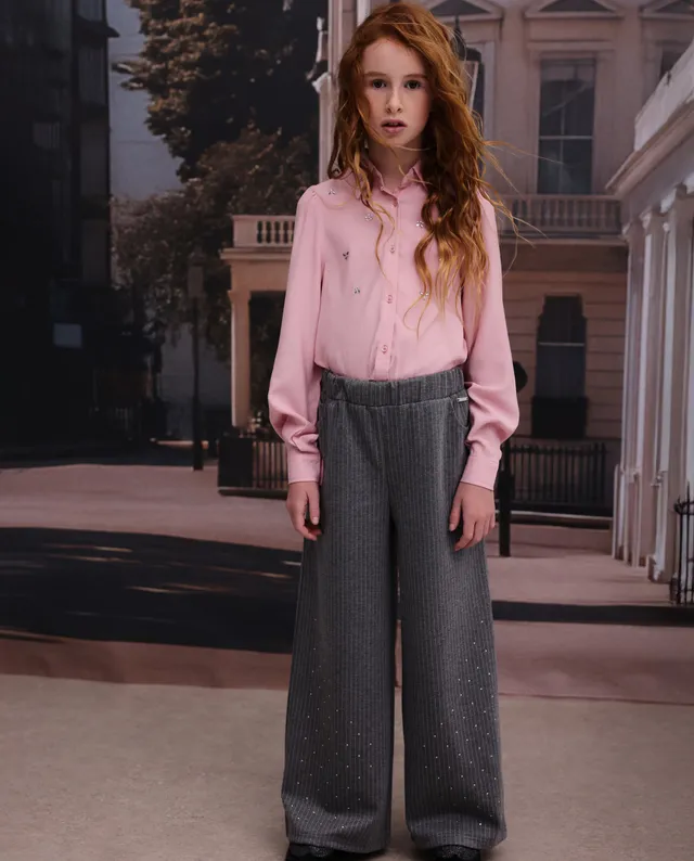 Tuc Tuc pantalone palazzo bambina grigio con paillettes