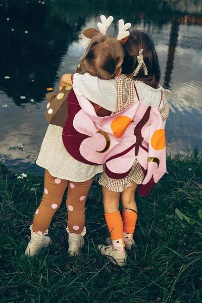 PartyDeco ali di farfalla costume bambina con dorato