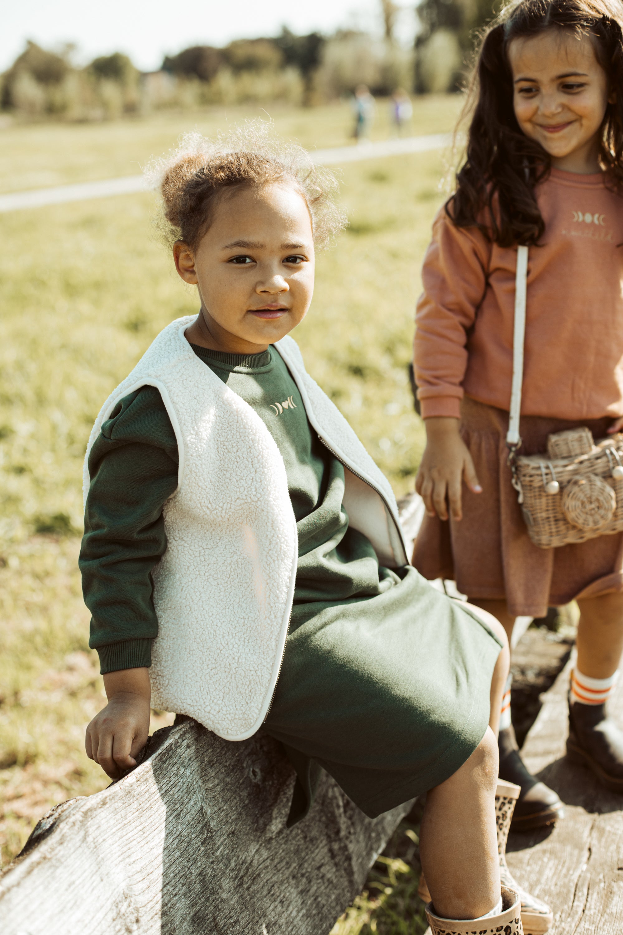 Ella and Rapha Moon Gilet Teddy Bambino Ecru
