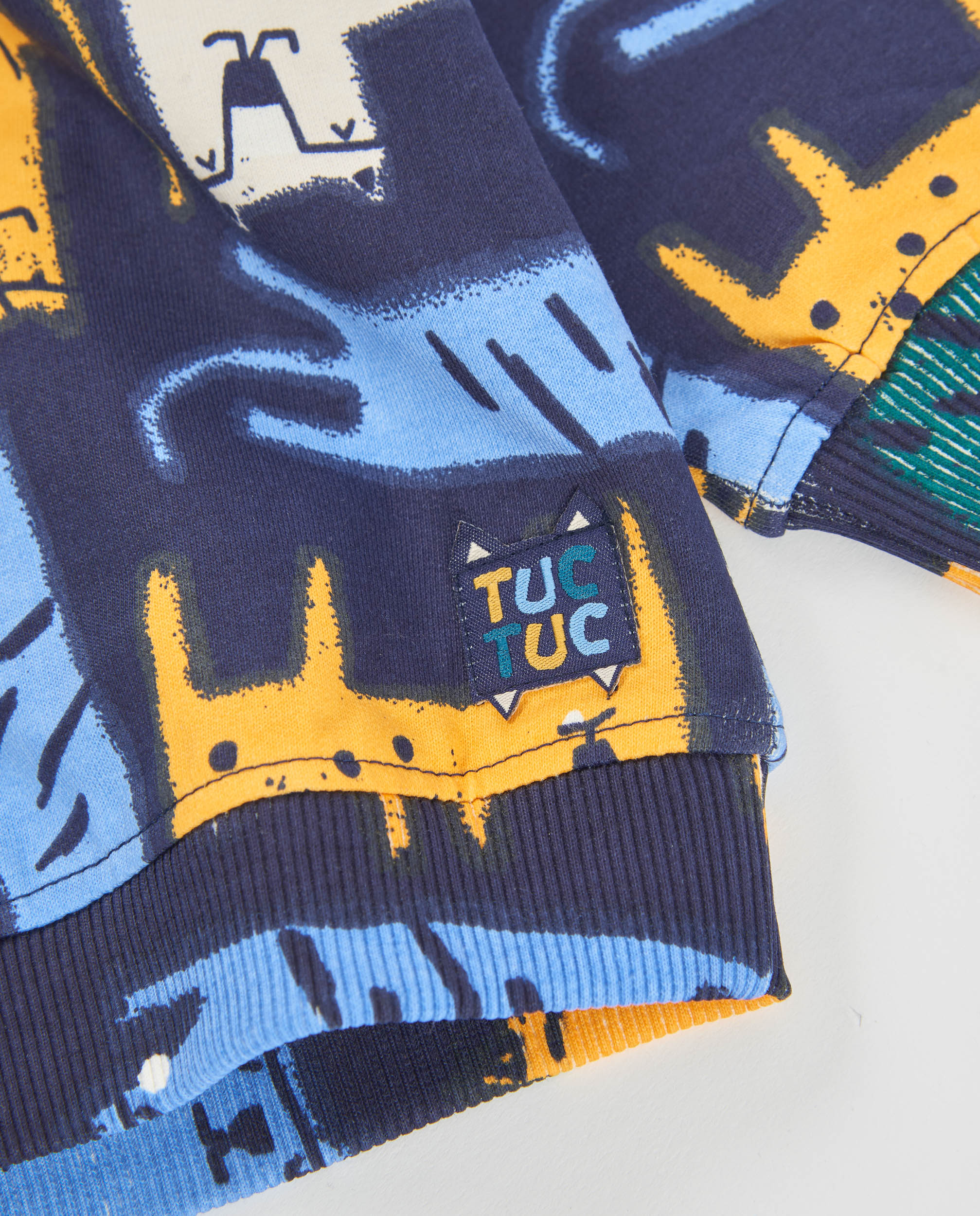 Tuc Tuc felpa pile bimbo blu navy stampa tigre