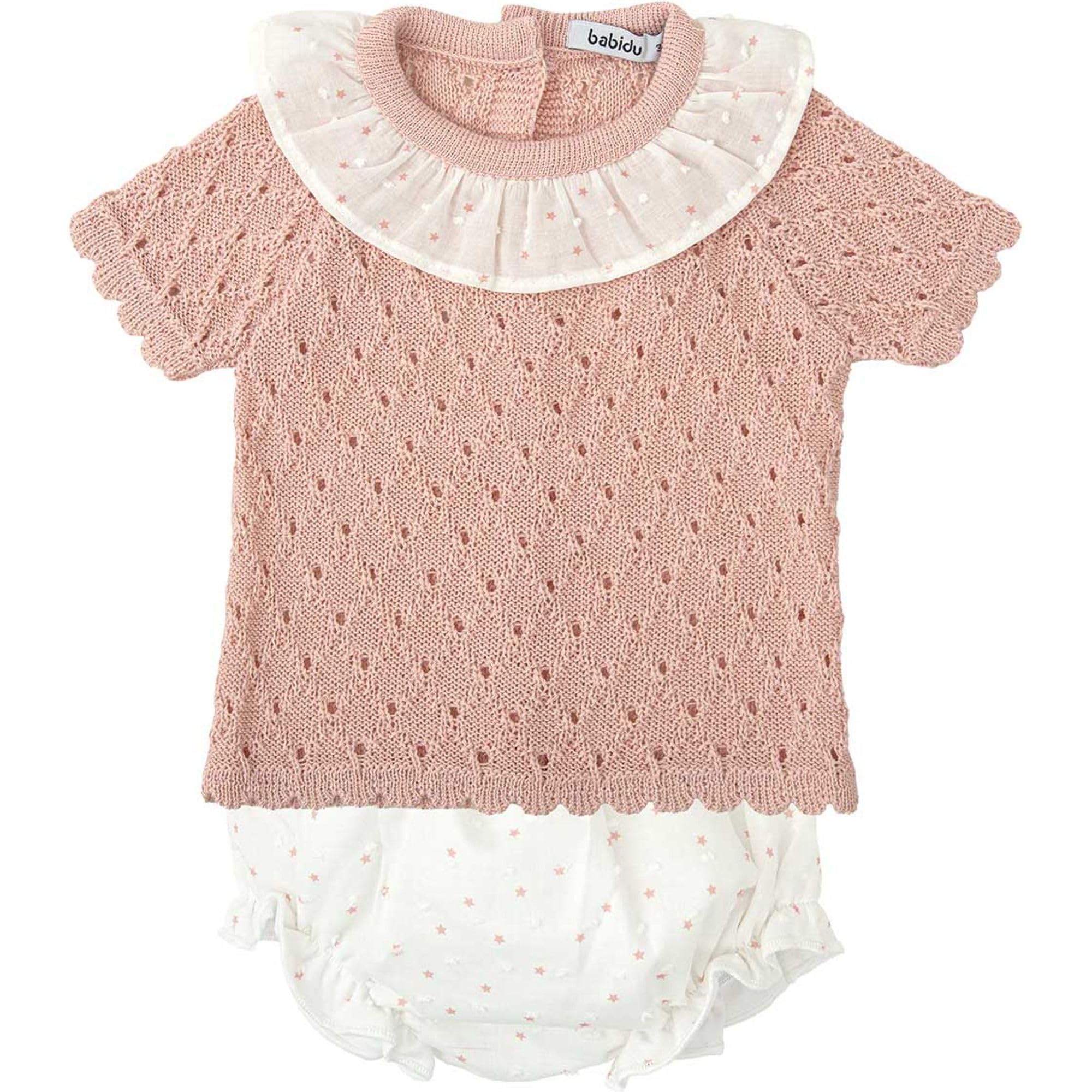 Babidu completo neonata verde maglia e culotte traforata