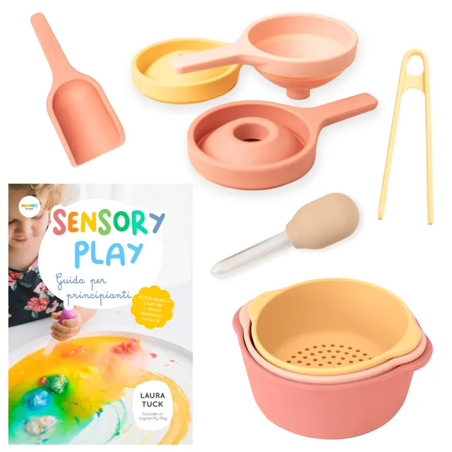 Inspire My Play set travasi yellow silicone 12 pezzi con guida