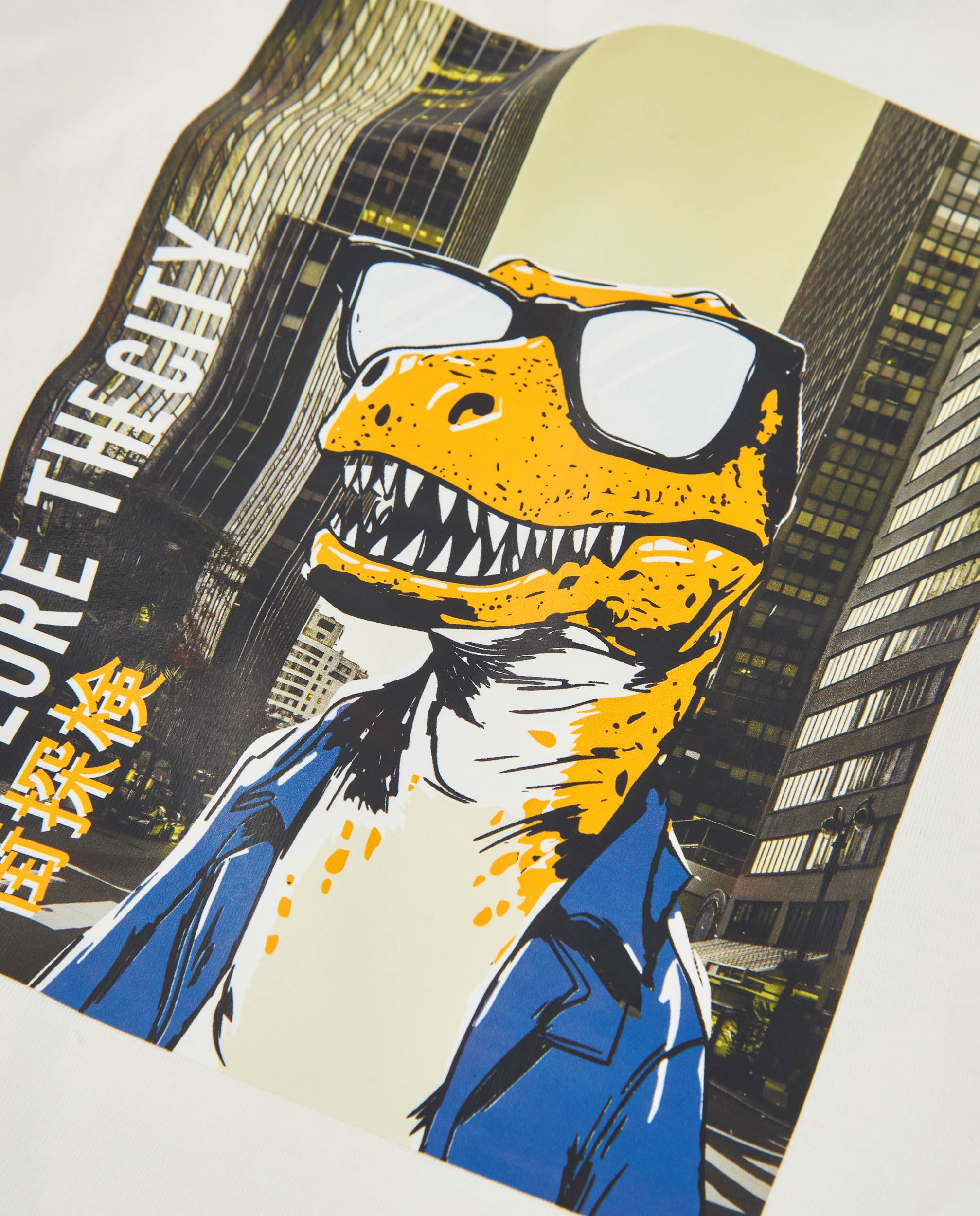 Tuc Tuc maglia bambino dinosauro occhiali bianca