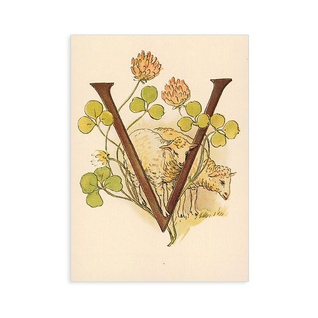 Ottilia Adelborg Alfabeto Fiorito Cartolina Lettera V