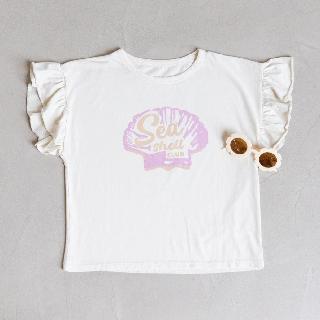 Ella and Rapha Seashell Club t-shirt bambina off white cotone bio