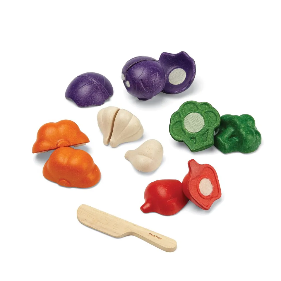 PlanToys Set Verdure da Tagliare in Legno 7 Pezzi