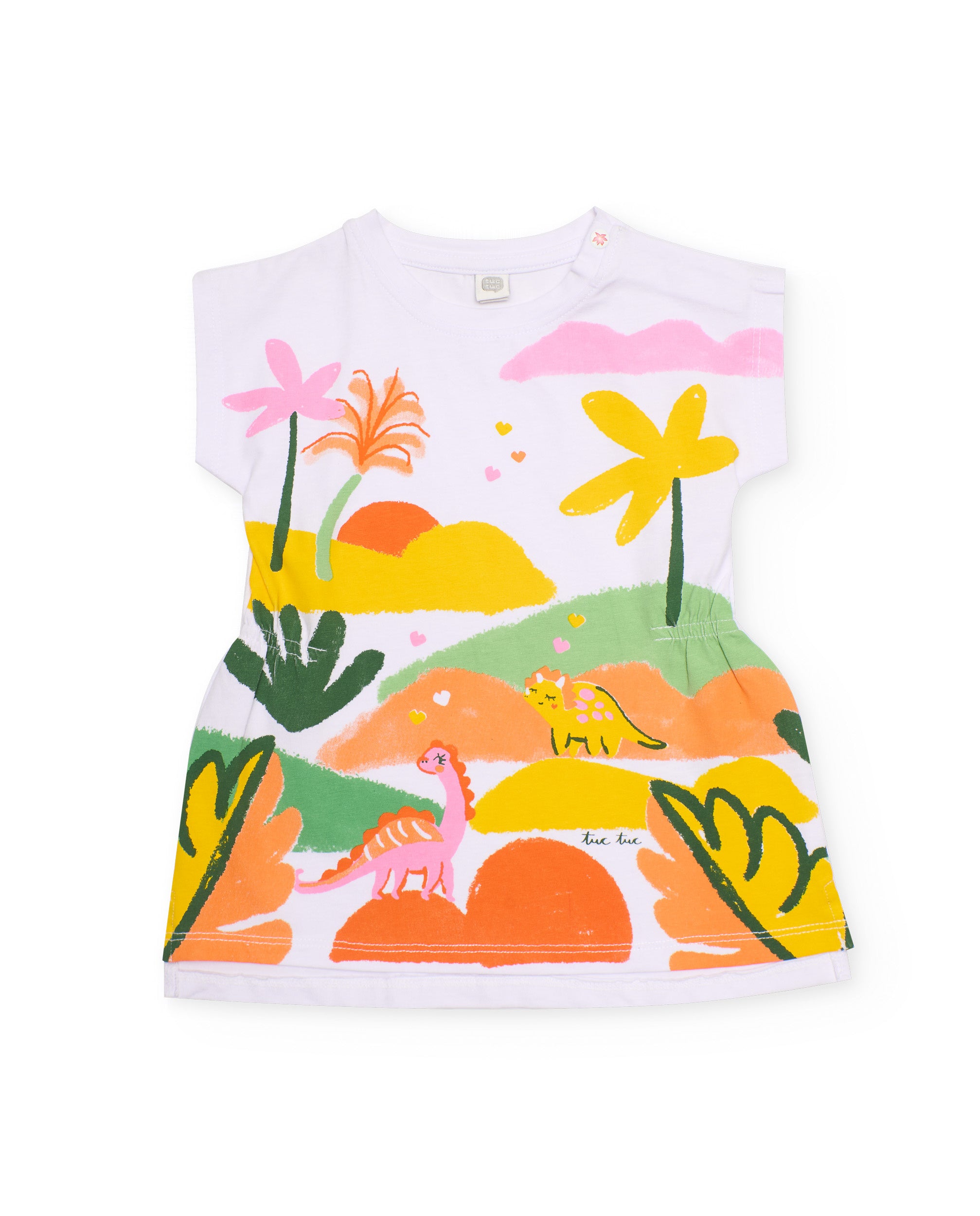 Tuc Tuc vestito bambina bianco stampa dinosauri