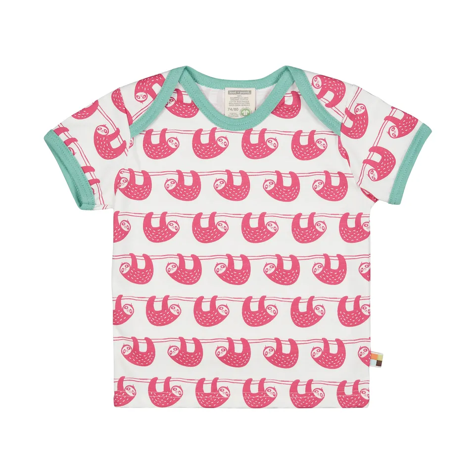 Loud+Proud Bradipo t-shirt fucsia cotone bio