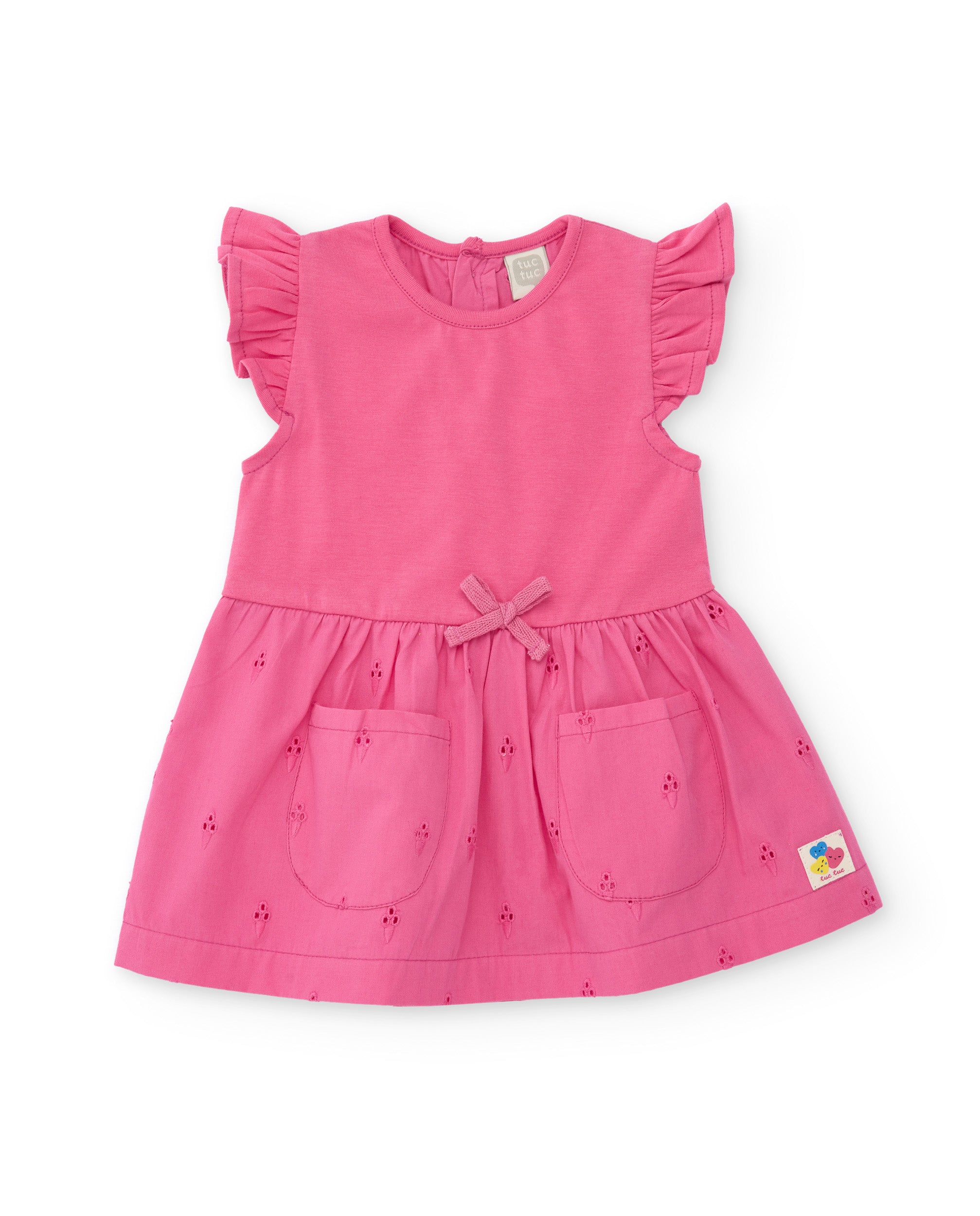 Tuc Tuc vestito neonata rosa ricamato con mutandina