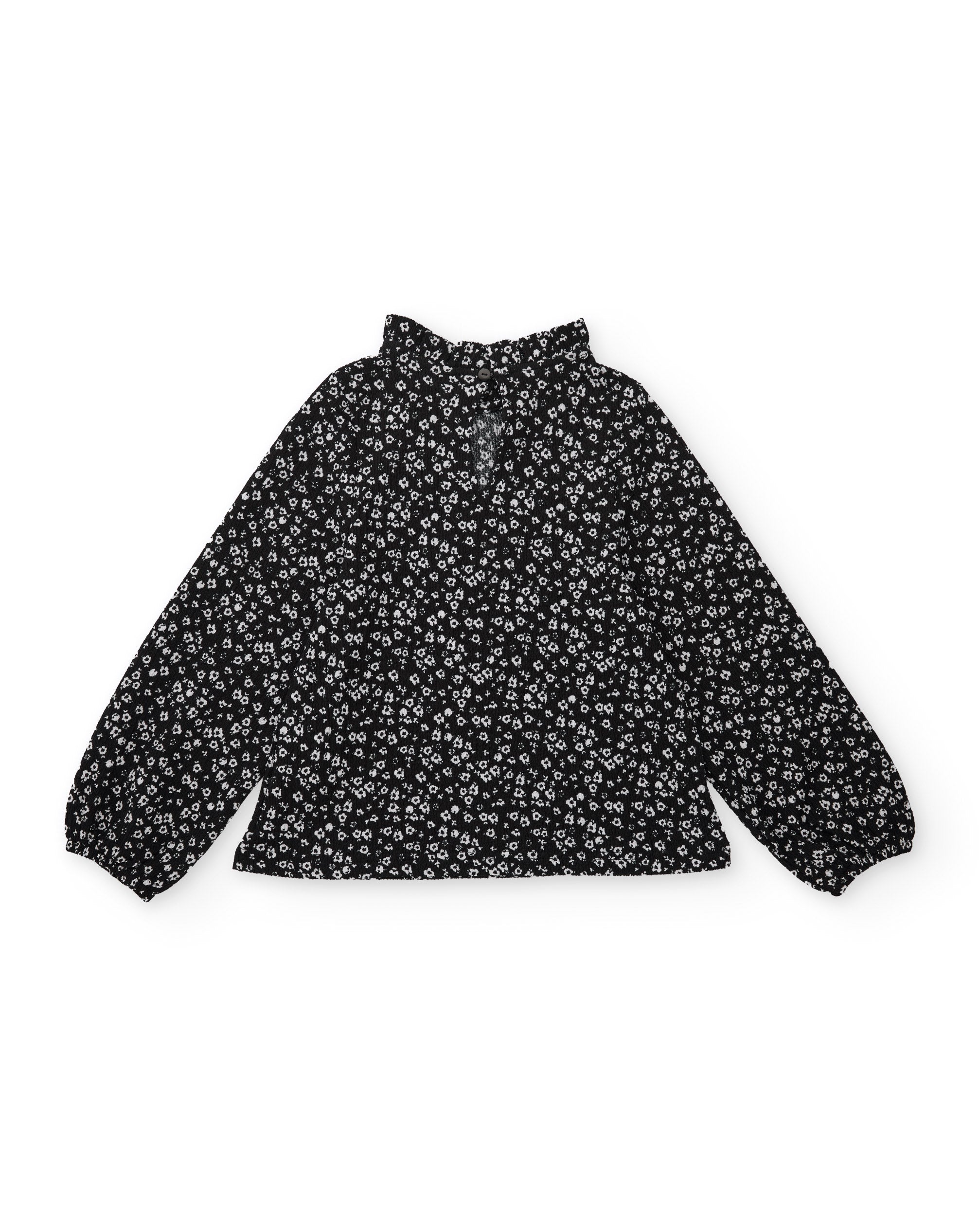 Tuc Tuc camicia bambina nera a fiori collo alto