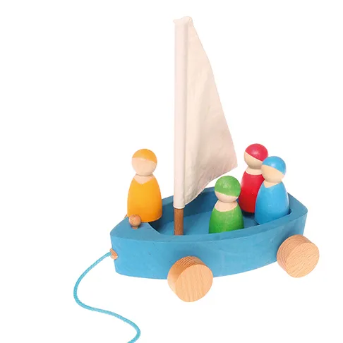 Grimm's Barca a Vela da Tirare gioco legno 4 personaggi