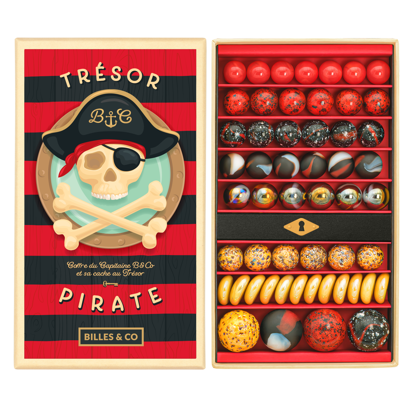Billes & Co Pirate Treasure scatola biglie vetro 85 pezzi