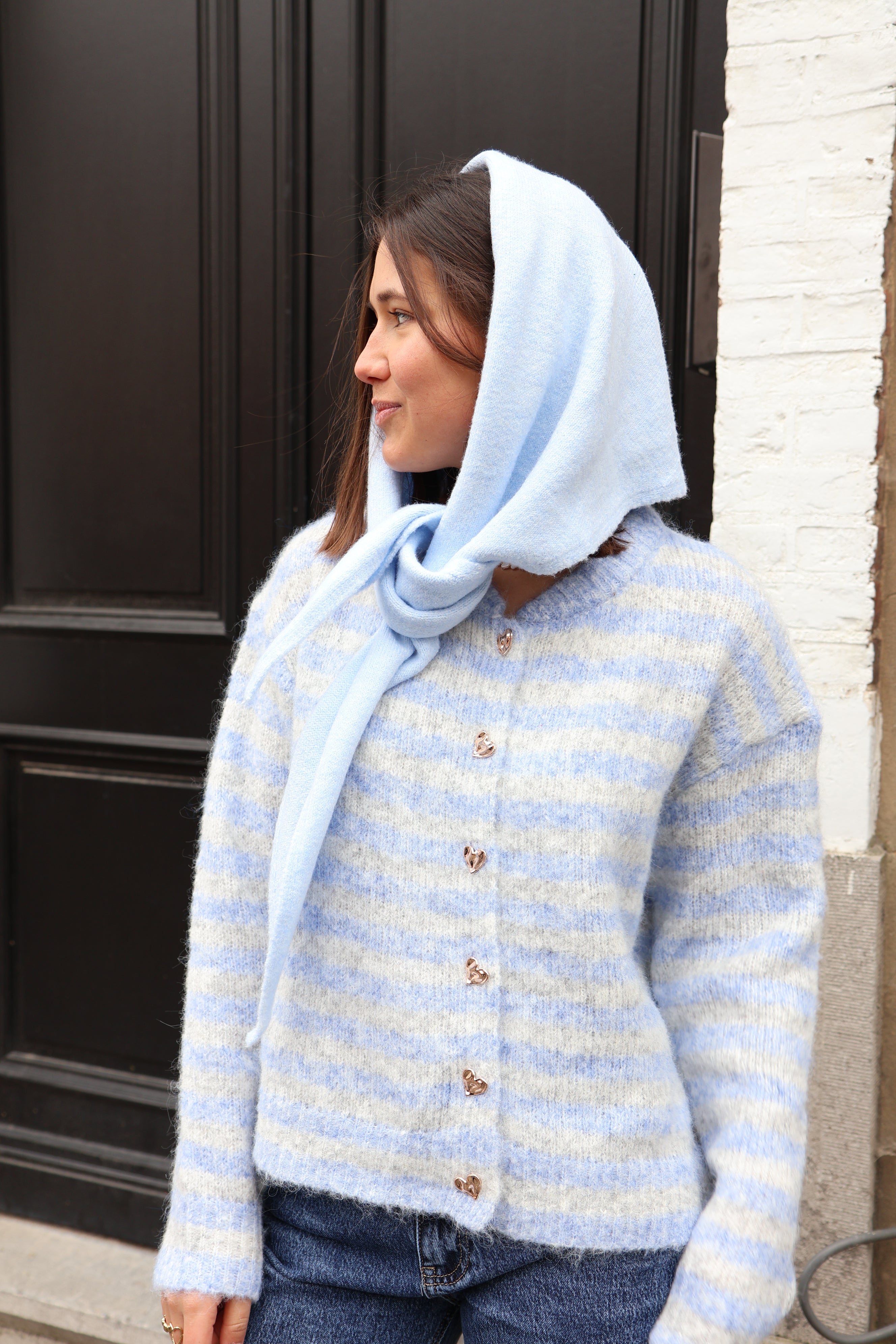 Ella and Rapha Striped cardigan donna blu a righe