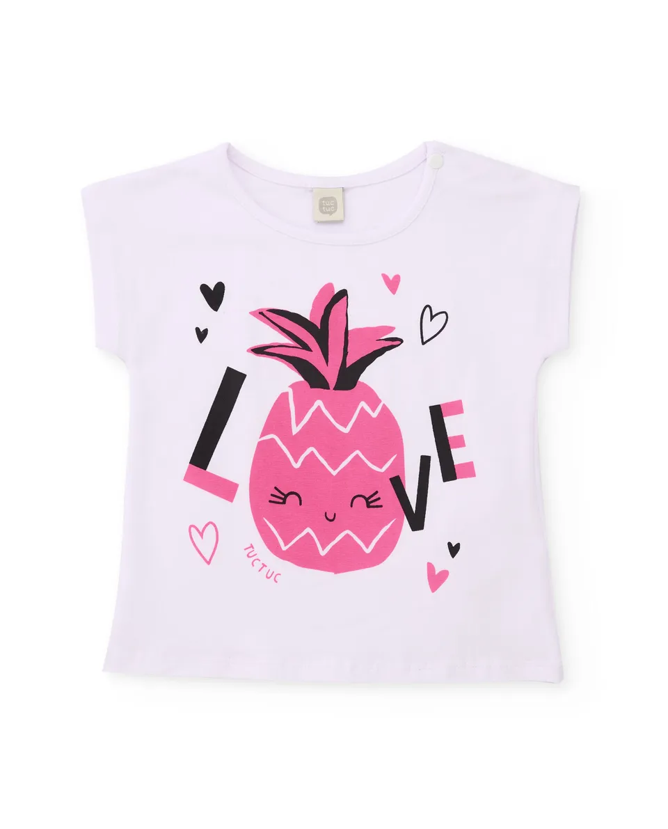 Tuc Tuc T-Shirt Bambina Bianca Ananas Love
