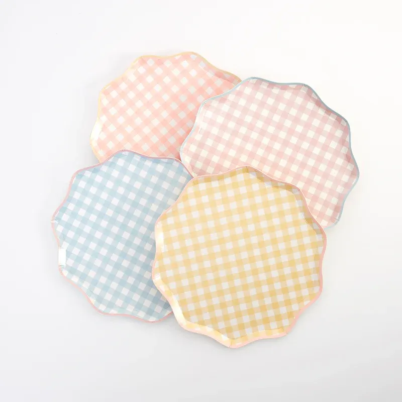 Meri Meri Quadretto Pastello piatti carta 12 pz 21,6 cm