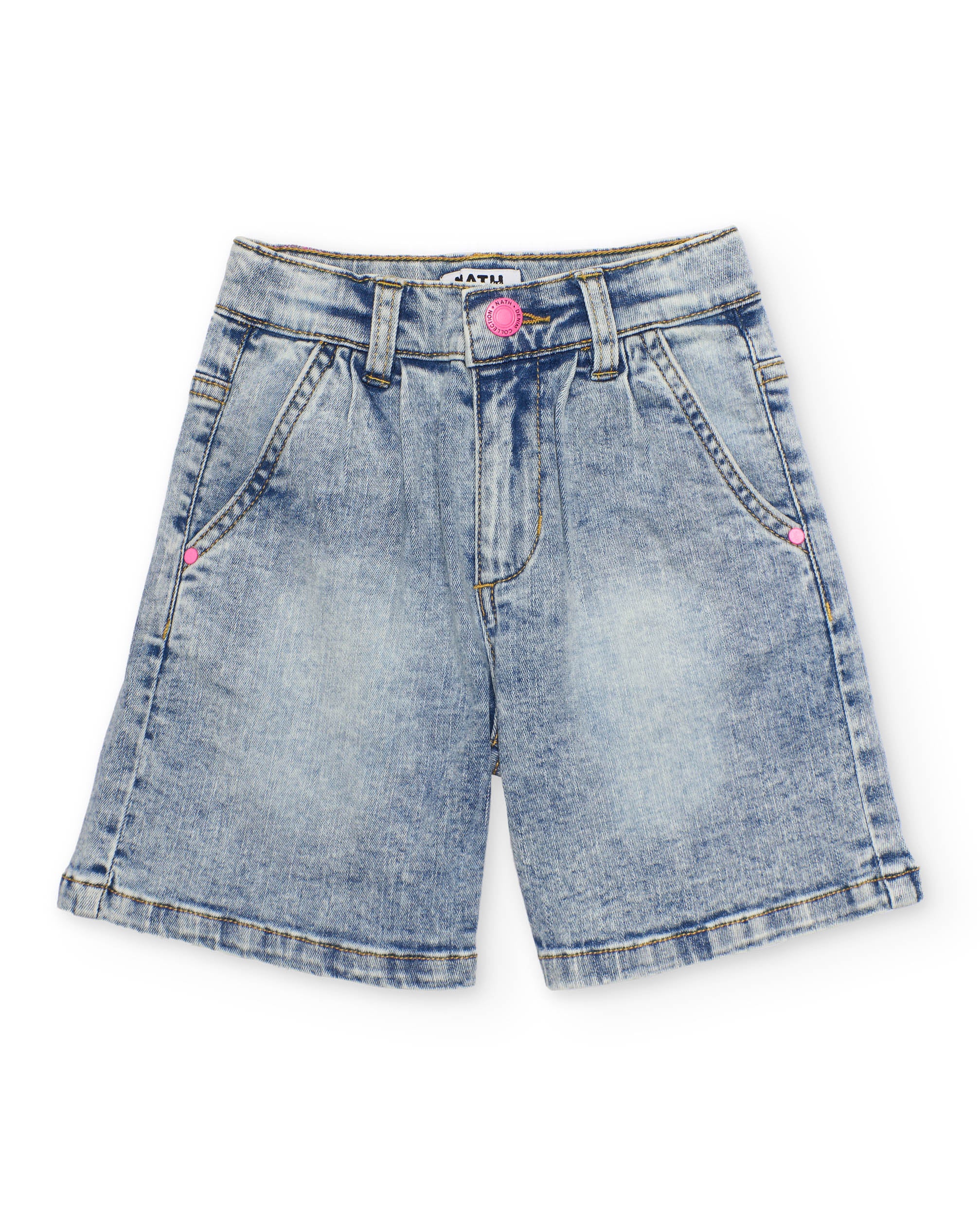 Tuc Tuc shorts bambina jeans azzurro bottone rosa