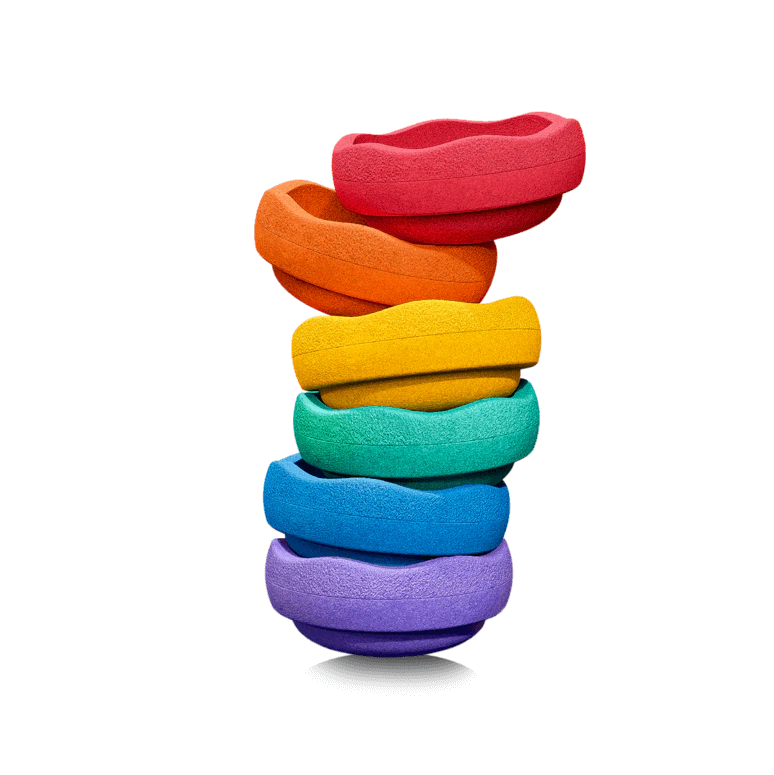 Stapelstein Rainbow Mini sassi impilabili set 6 pezzi + carte