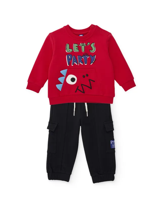 Tuc Tuc Dino Roll tuta felpa bambino rossa con dinosauro