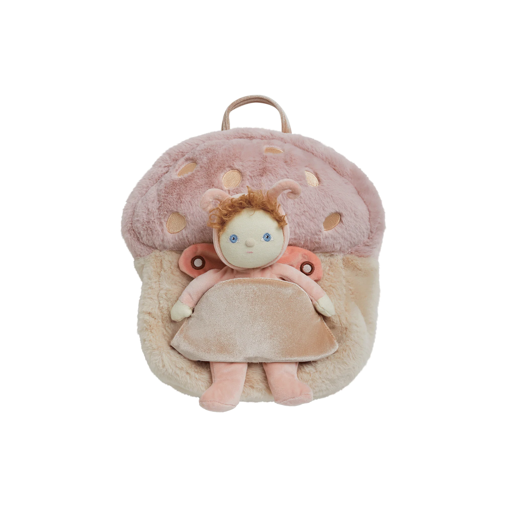 OlliElla Mushroom zainetto portabambole rosa peluche