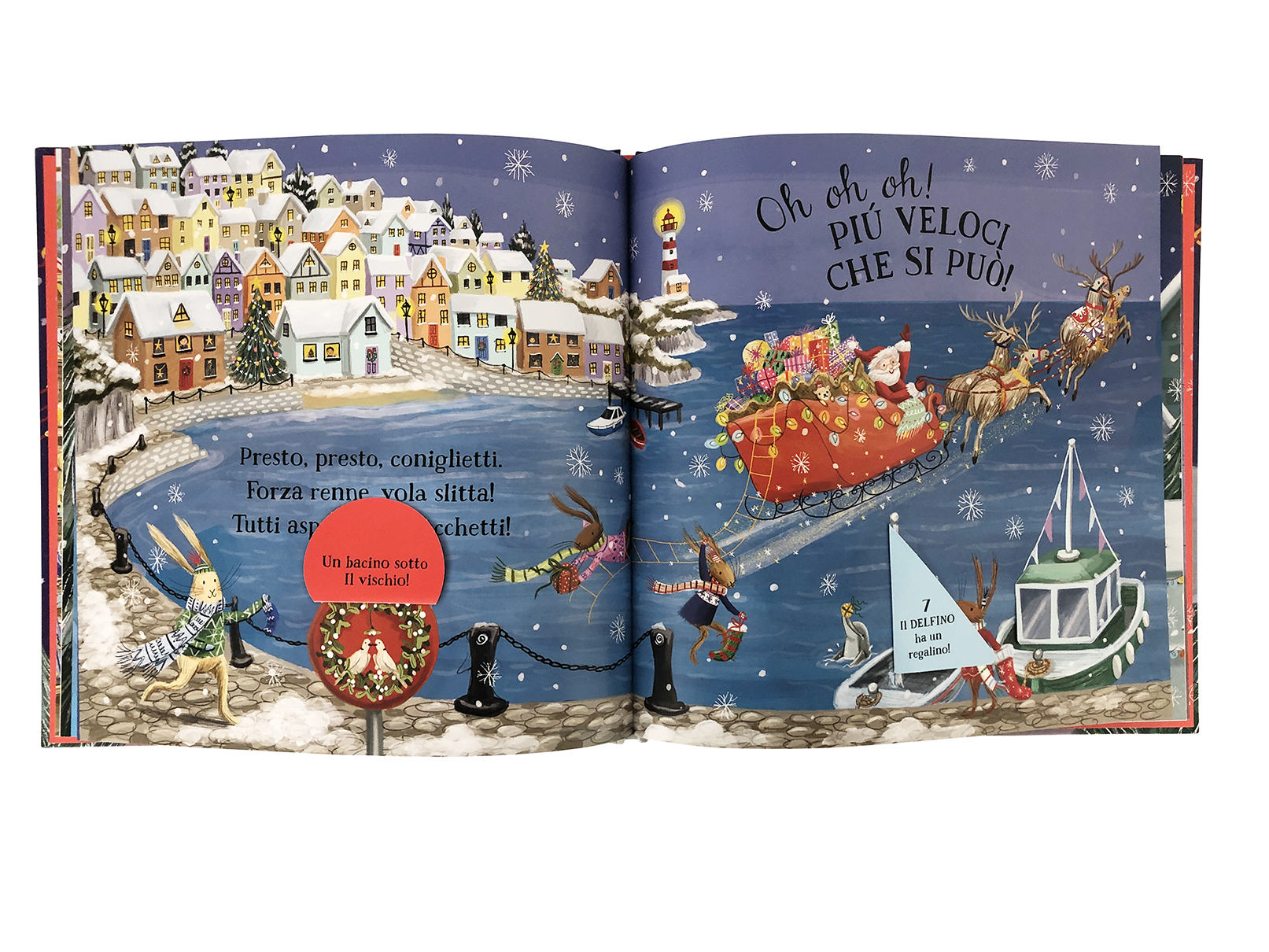 Sulla slitta di Babbo Natale libro con finestrelle 24 pp