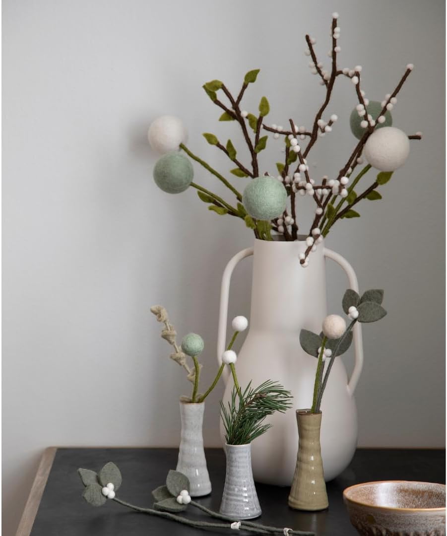 Gry & Sif Ramo Bacche Bianche decorazione lana 60 cm
