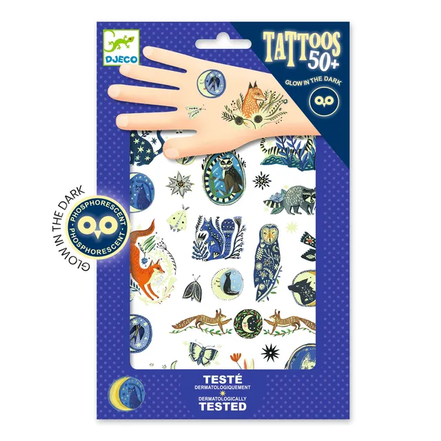 Djeco Nighttime tatuaggi luminescenti 2 fogli