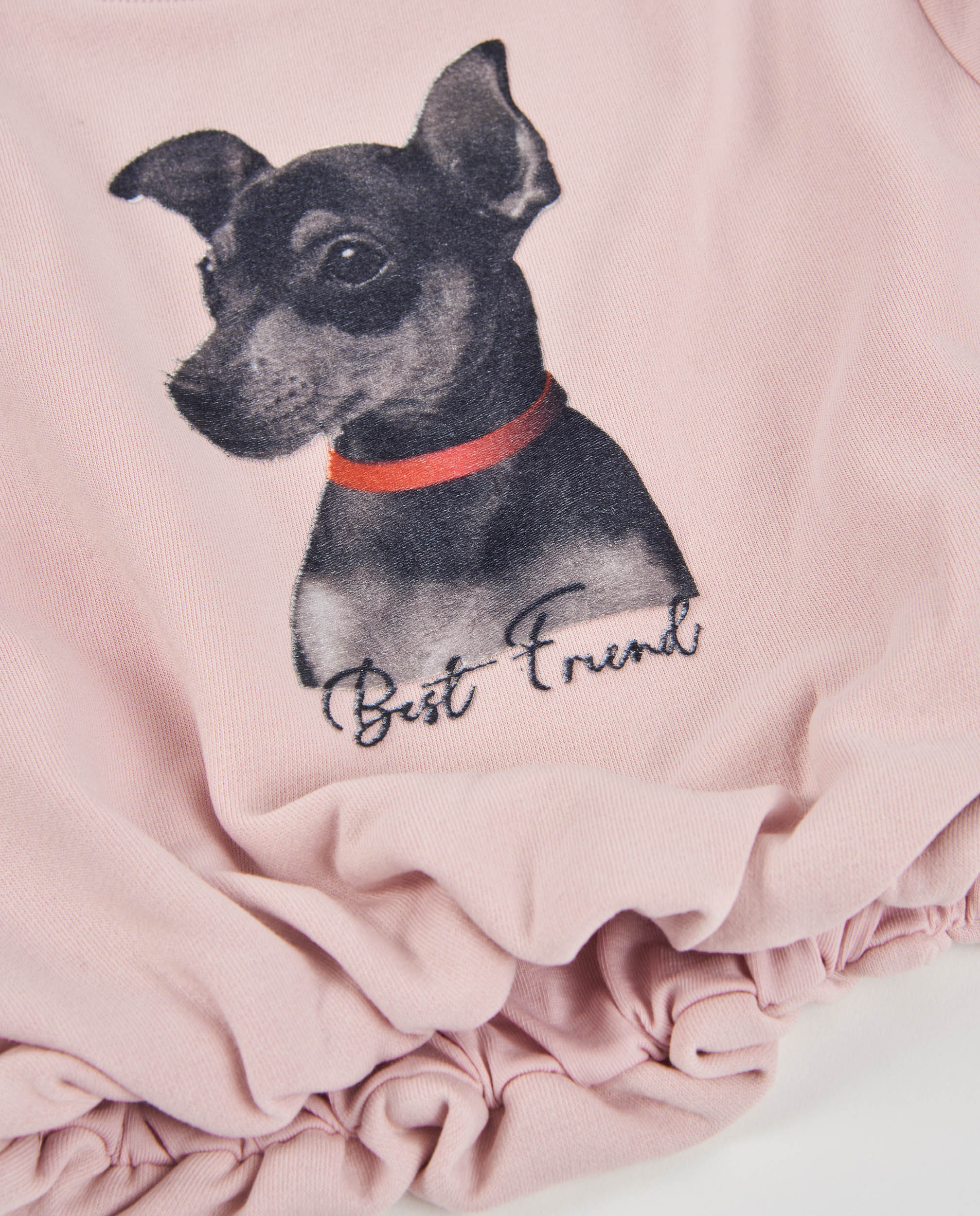 Tuc tuc felpa bambina rosa chiaro cagnolino pile